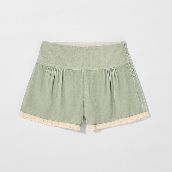 Zara Pants - Zara x Kate Moss Velvet Lace Shorts Sage Green NWT